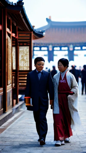 Ancient Chinese woman walking alone