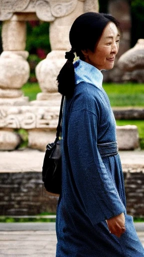 Ancient Chinese woman walking alone