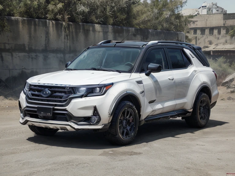 Changan CS95,SUV,off-road车,white body,(LB-Works Full Version: Walk)、(86 Gas Turbine)、future、off-road车规格、(Gorgeous design)、live recording、detail、Edge of the Abyss、Wide tires、off-road、Turn on the lights