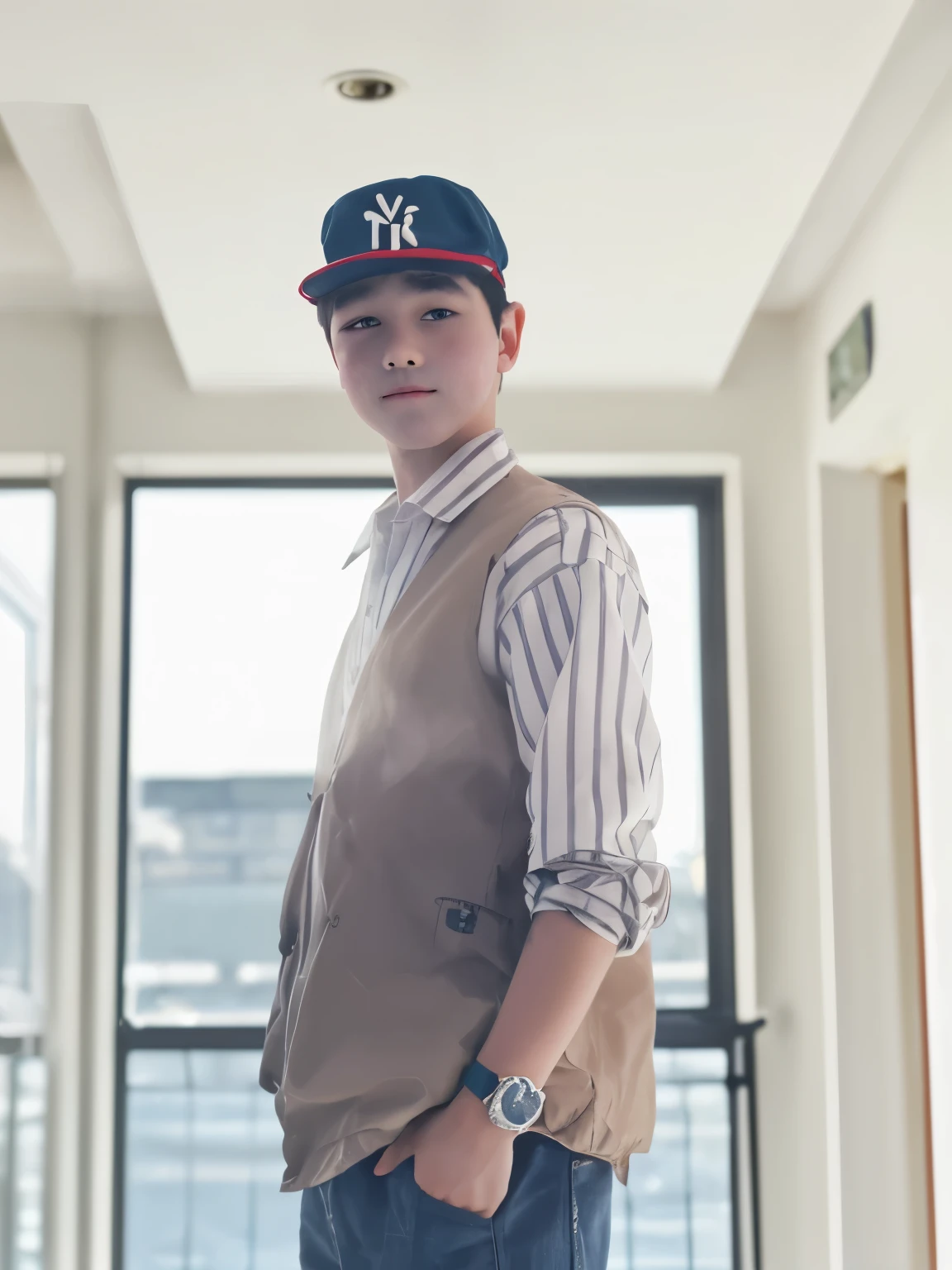 A boy with a hat