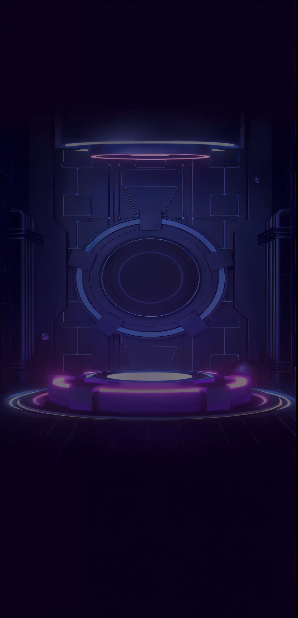 Room close-up，There is a round light in the middle, arena background, mobile game background, game background, futuristic room background, videogame background, dark sci - fi background, background art, dark hangar background, background artwork, spaceship hallway background, neon-noir background, alien room background, scifi background, odin's stone arena background, background(hard)