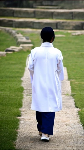 Ancient Chinese woman walking alone