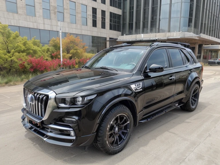 FAW Hongqi，off-road车，HS7，black body，(LB-Works Full Version: Walk)、(86 Gas Turbine)、future、off-road车规格、(Gorgeous design)、live recording、detail、Edge of the Abyss、Wide tires、off-road、Turn on the lights