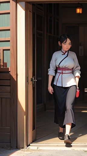 Ancient Chinese woman walking alone、photograph