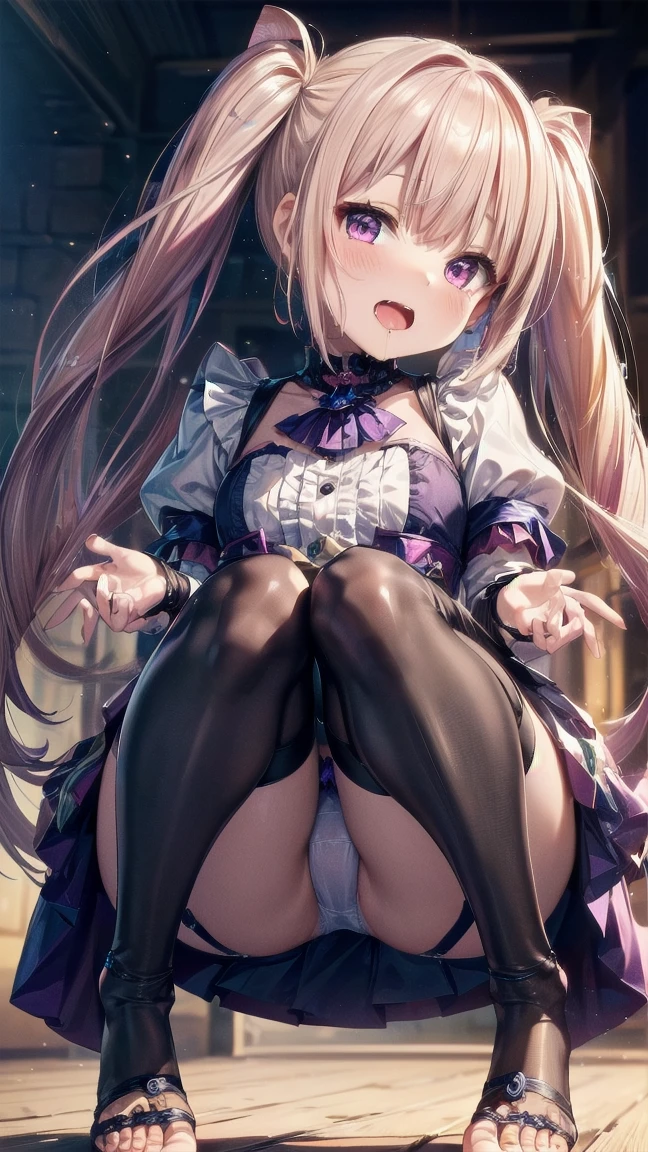 (delicateなアニメ),(16K),BESTquality,Super Resolution,(very cute),(High twin tail hair:1.5),(Images with no viewing restrictions:1.8),(Squatting with legs spread wide apart:1.5),(whole body:1.2),(From belowもangle:1.2),(sexy),(White silk knee socks:1.2),(Thin suspenders:1.2),(garter belt:1.3),(Sit with your crotches wide open to the left and right.:1.2),(delicate),(highqualityanime),From belowもangle:1.2,(Sit with UPlegs:1.3), ,若いShinyShiny白いShiny肌、Platinum blonde hair with dazzling highlights、Shiny明るい髪,Smooth Hair、Shiny beautiful bangs、Shiny, Transparent and attractive、so beautiful, Nice and cute 、High resolution、Very detailed、Professional Lighting、(Purple Panther.:1.3)、(masterpiece, highest quality:1.2), alone, , sexy , {{{masterpiece}}}, {{{highest quality}}}, {{Very detailed}}, {{とてもdelicateで美しい}}, ,(High two side up hairstyle:1.5), very cute ,(cuteな胸, Small hips, Maid, Black Skirt, (White knee-high socks:1.3), (((legsUP:1.3))), ((Pushed backwards:1.5)), (Place your arms behind your back:1.2),,Tilt your head, In the heat, Open your mouth, Drooling, (((From below))),, (((Upper Body))), (animation, indoor, On the bed, (whole body:1.2),(Thin suspenders:1.2),(garter belt:1.3),(short hair),(Slim and round body:1.2((Beautiful Face:1.2),(Semi-rear stick:1.2),(Bright lighting:1.2),(cute)(blush:1.2),((Squat with your feet wide apart:1.8)),(Her crotch is wide open to the left and right, revealing her panties:1.5),(Skirt lift:1.5),({ Front body :1.3 })