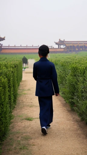 Ancient Chinese woman walking alone