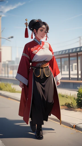 Ancient Chinese woman walking alone