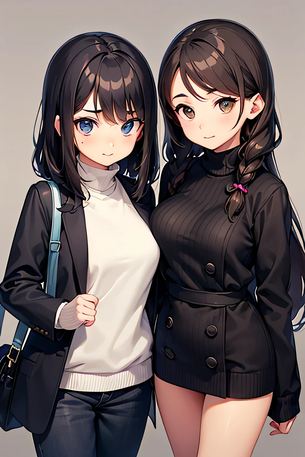 highest quality、High resolution、Detailed Background、(Beautiful face in every detail:1.4)、Anatomically correct、(Draw the usual number of fingers:1.2)、(Detailed facial expressions)、(Detailed eyes:1.2)、(Detailed eyes:1.2)、Beautiful, smooth skin、Beautiful women in their 20s、(Huge breasts:1.2)、(Highly detailed face:1.4)、Brown Hair、Black Hair、Braided long hair、Wavy Hairstyle、Cute hairstyle、well-groomed eyebrows、Perfect body line、Calm atmosphere、Express yourself with confidence、cute gesture、He looks at me with a very trusting expression.、Outdoor Shot、Cowboy Shot、

Pair a neutral turtleneck sweater with tapered pants.、
Wear a trench coat with sharp lines、Gives off an urban vibe、
Pair it with minimalist accessories and bags.、Gives a modern impression、
Wear sneakers or ankle boots、Combines casual and sophisticated style、very beautiful