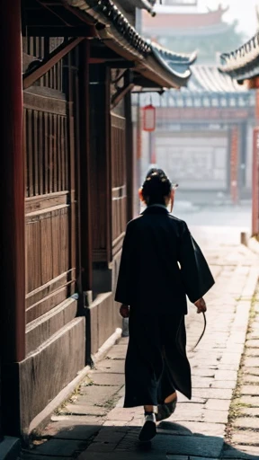 Ancient Chinese woman walking alone