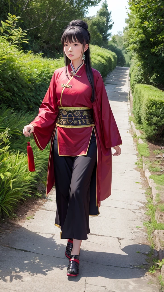 Ancient Chinese woman walking alone