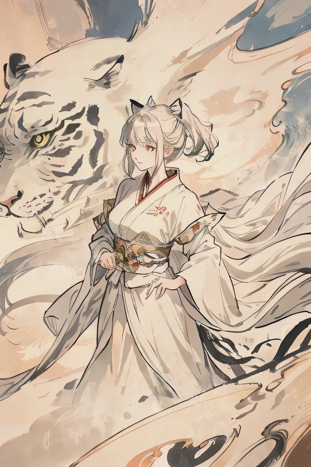 Redraw the white tiger's head