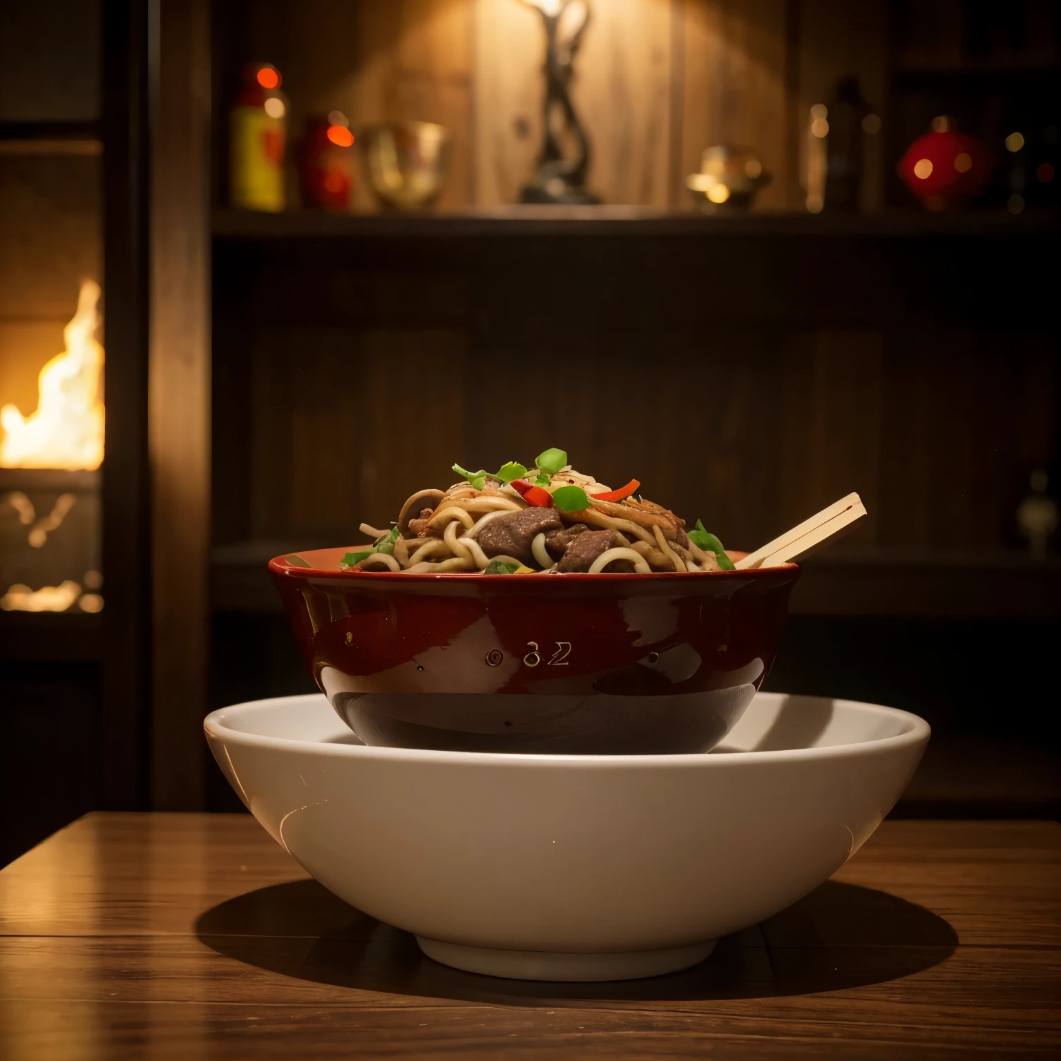 Close-up of a bowl of Chinese beef noodles, in the style of animation color photos, sci-fi anime, dark red and dark amber, qianxuan, organic sculpture, preciso e detalhado, animecore ,32K Ultra HD, melhor qualidade, obra de arte, super detalhe, detalhes altos
INFO