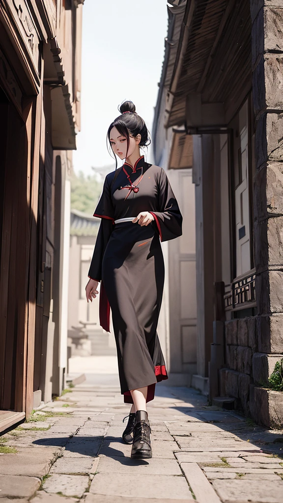 Ancient Chinese woman walking alone