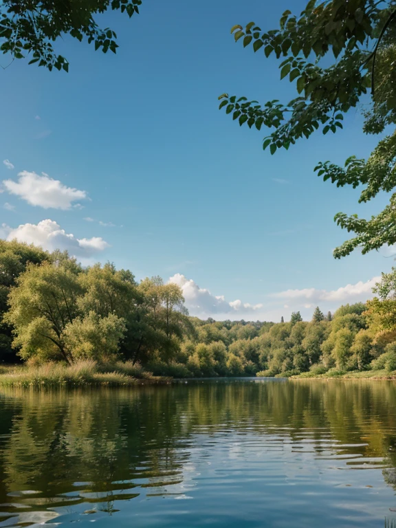 colourful watercolour background of lakes and tree in the style of claude monet