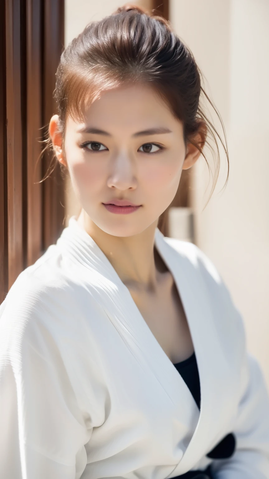 ((highest quality, 8k, Representative works in detail, Ultra-high resolution)), whole bodyポートレート、Frontal portrait、Frontal portrait、indoor、indoor、judo試合会場、Japanese women,Age 25、barefoot、Stand up straight、look forward to、look forward to、whole body、Arms crossed、Look forward、whole bodyを撮影する、whole bodyのimage、whole body立ち、whole bodyポートレート、プロフィールimage、Standing posture、Arms crossed姿、 judo着,Japanese flagの付いたjudo着、Black belt、 judo着whole body、image、whole bodyimage、Japanese flag、胸にJapanese flagが付いたjudo着、judo日本代表Standing posture、 Mouth is completely closed.、A little chubby、バストはbig、Cleavage、Extremely sturdy body、Spirit Pose、clench one's fist、((highest quality, 8k, masterpiece: 1.3)), Sharp focus: 1.2, Have a muscular body、judoの会場の背景、whole bodyポートレート、Beautiful woman: 1.4, Tall Woman,  Slim abdomen: 1.2, ((big: 1.2)), Wet body: 1.1, judo着、Arms crossed、Stern expression、Spread your legs、Beautiful Eyes, double eyelid, Sweaty skin, whole bodyペイント、1 girl, Short Bob, Layered Hair,Cute Hairstyles, Arms crossed、 Cinematic atmosphere, whole bodyStanding posture、barefoot、8k, Very detailed, (Realistic, photoRealistic: 1.37), Very detailed, highest quality, Realistic, Very delicate and beautiful, RAW Photos, (((Professional Lighting)), Facial lighting, barefoot、Single Focus, ((judo)),(Japanese flagが付いた公式judo着を着用), Black beltを持つ、((Long sleeve)), (Wear a T-shirt)), (Muscular and healthy), Small Head, (((Beautiful rank)), True Face, Realistic face, True Face, Beautiful rank, (Trendy hairstyles: 1.3), audience, (Cool Japanese women)), intellectual, Sports, whole body、whole body、Japanese flagが付いたjudo着、(Mouth closed), (dojo: 1.3), judo選手, Healthy Body, (Big Breasts)White T-shirt、((Black belt))