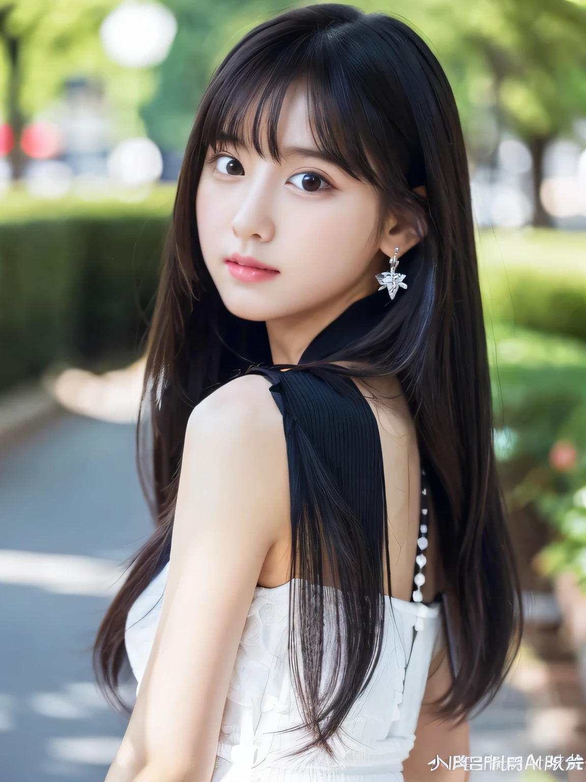 (8k), (highest quality: 1.2), (Realistic), (Realistic: 1.37), Ultra-high resolution, 1 girl, cute, High 、Long black hair、round face、Beautiful detailini miniskirt、whole body、15age