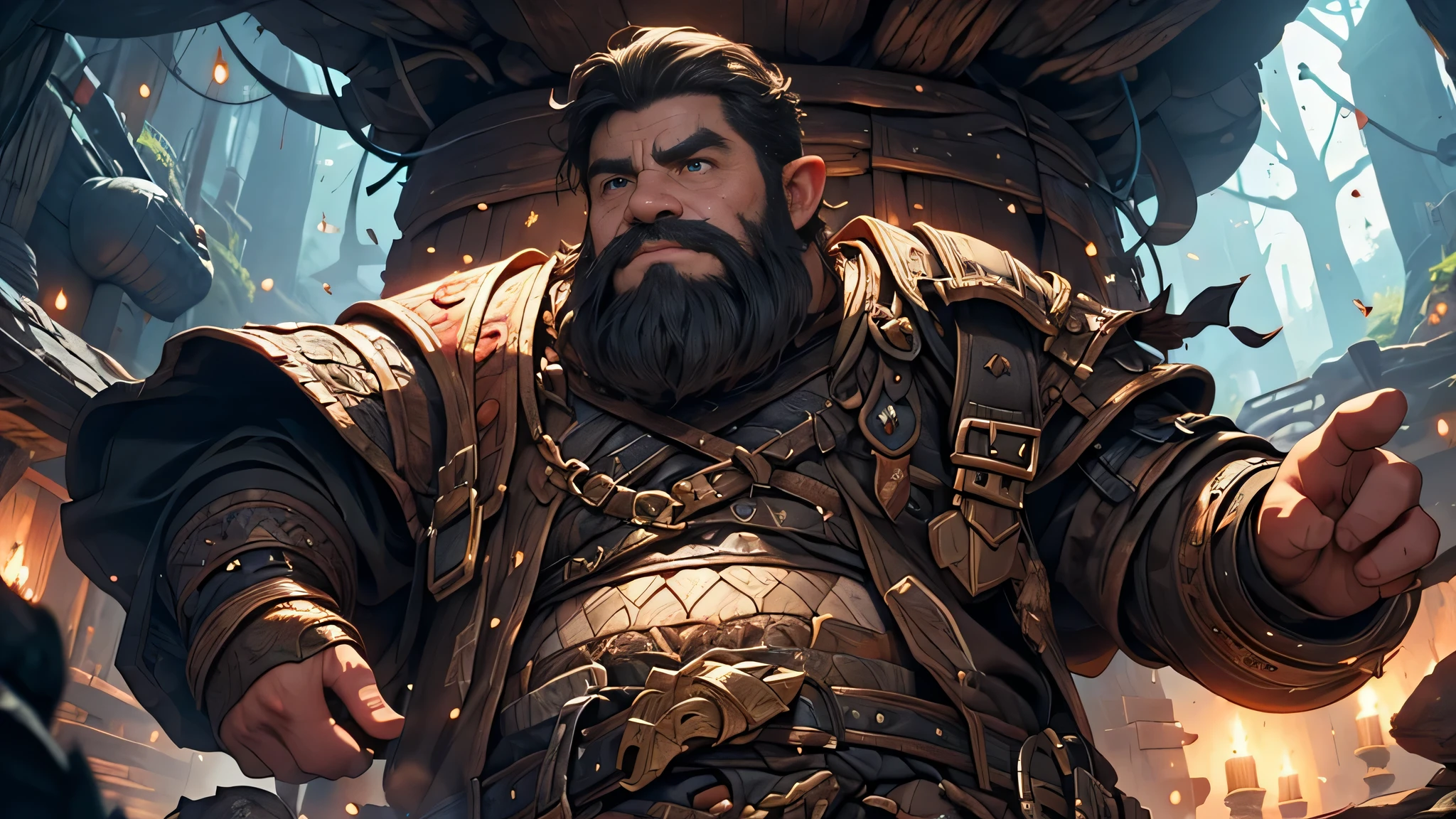 (a panicked face,short black hair,sturdy body,dwarf,fantasy theme), dark cave,falling