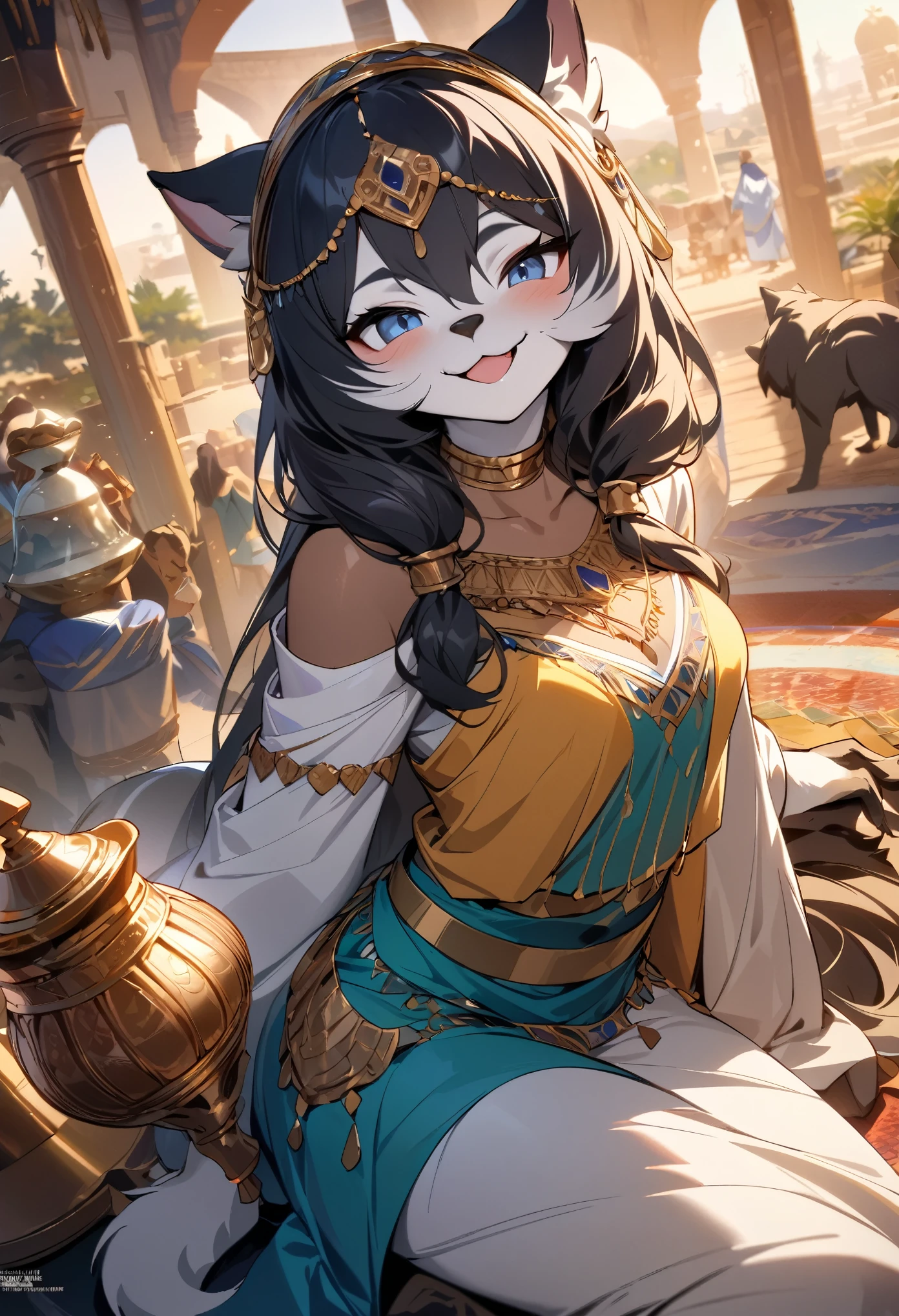 top quality, best quality, High-quality illustrations, masterpiece, super high resolution, detailed background, detailed background, The Arabian Nights' Entertainment, turkish lamp, 6+boys, 6+girls, absurdres(highly detailed beautiful face and eyes)perfect anatomy, expression, good lighting, cinematic shadow(kemono, furry anthro),