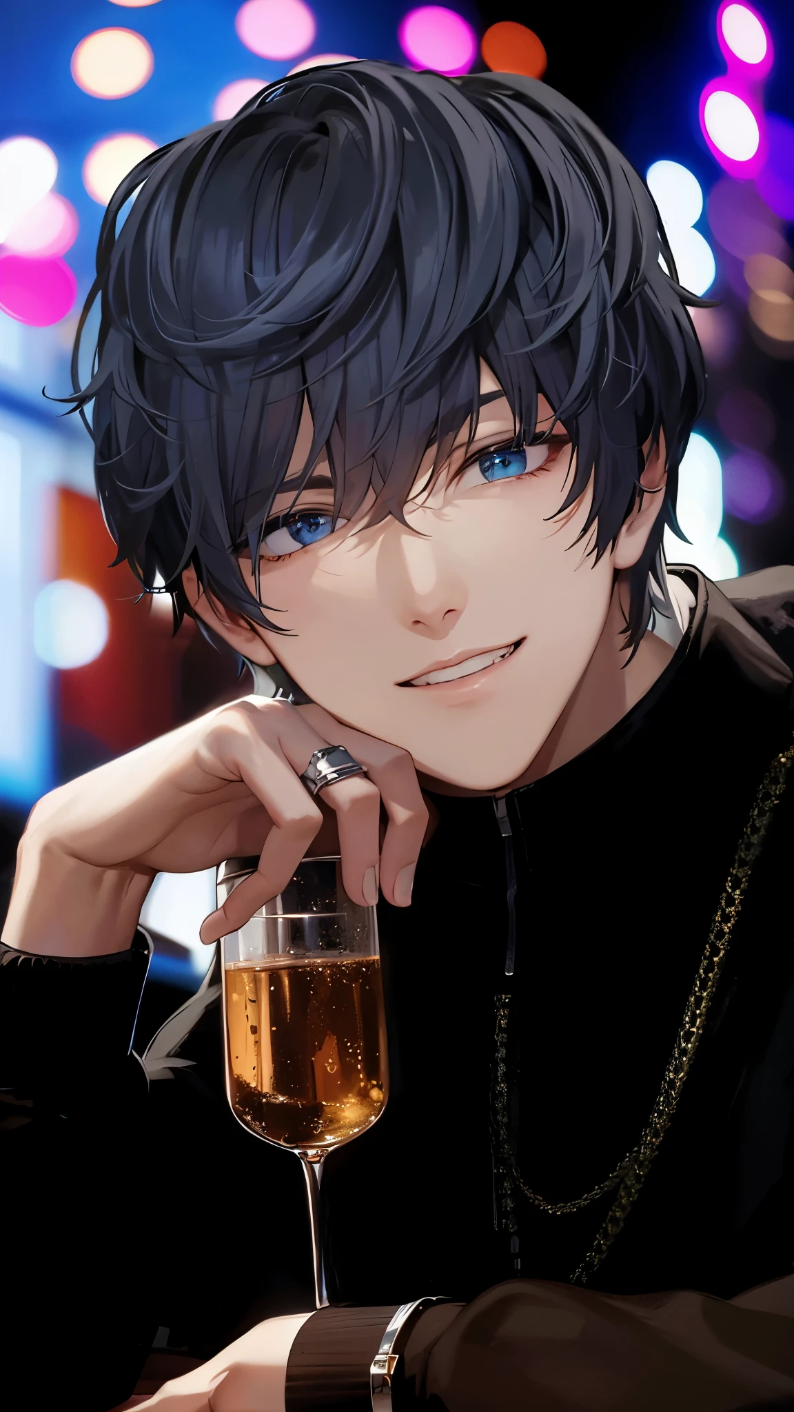 a handsome guy、Serious expression、Cool and beautiful face、Highly Detailed CG Unity 8K Wallpaper, (super masterpiece, Beautiful person, well detailed face polluted smile, It's photorealistic, Hyperrealistic)Cool and handsome face、Neon background