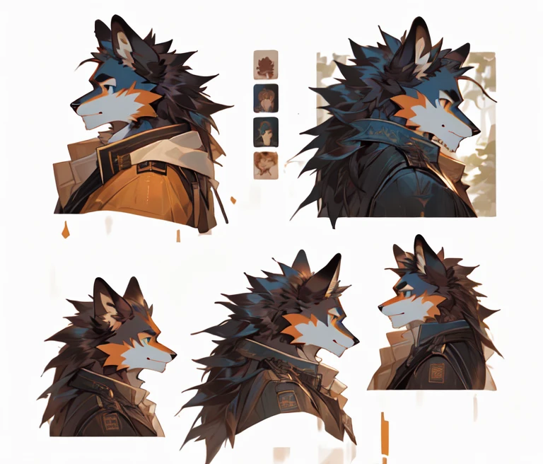 There are four different cat pictures，Their eyes are also different, Ferson commission, Adaptable personality, Reference table, Ferson furry art commission, wolf Ferson, gorgeous werefox Ferson, Suitable for whole body, Ferson art, furaffinity Ferson, Ferson!!!!, [ role conception ], character Reference table, hyena Ferson, furry Ferson，The protagonist walks in the forest，Looking back at the camera