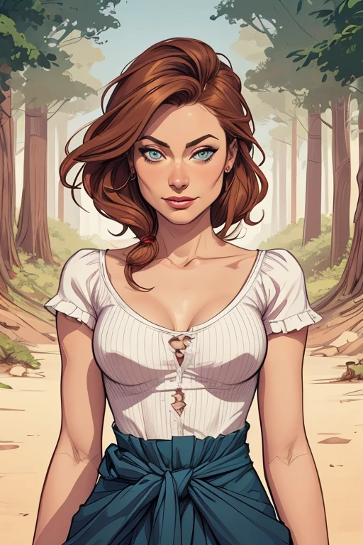 Female character Olivia Wilde in sexual position Cartoon image of a woman .Ilustra??o estilo desenho animado, estilo de arte dos desenhos animados, estilo de arte dos desenhos animados, digital illustration style, design de personagens altamente detalhado, arte digital detalhada coragem, Forest fan art, Design de personagens de retrato, beautiful digital illustration, retrato de alta qualidade, Arte em quadrinhos, mulher jovem cabelo com transas lindas . Beautiful lined eyes Medium large bust and wonderful sexy clothes. image expression of sexual desire from waist to sexual position illustration