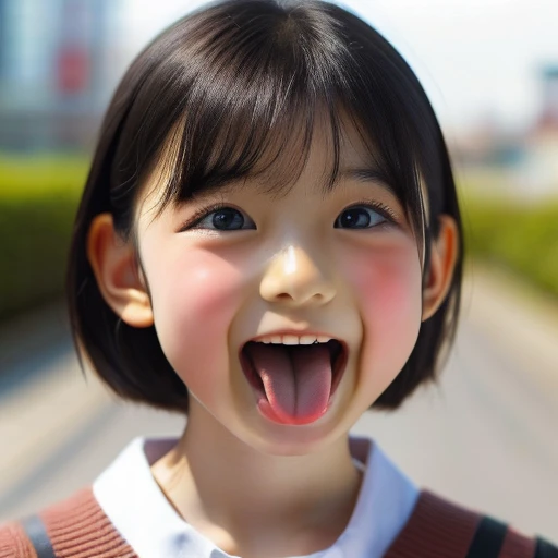 Japanese,,Short black hair,camisole,Turn to the side,Look up,Face close-up,Please open your mouth wide,Stick your tongue out.,Show me your tongue,cute,