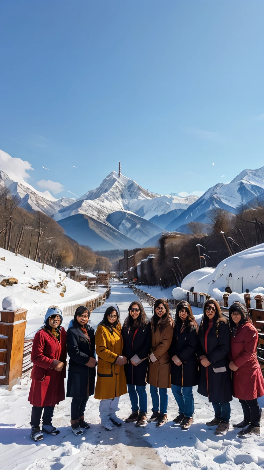 Main heading- "Thank you Namasthey Experience", manali snow Mountains, space for group photo, taj mahal, qutub minar