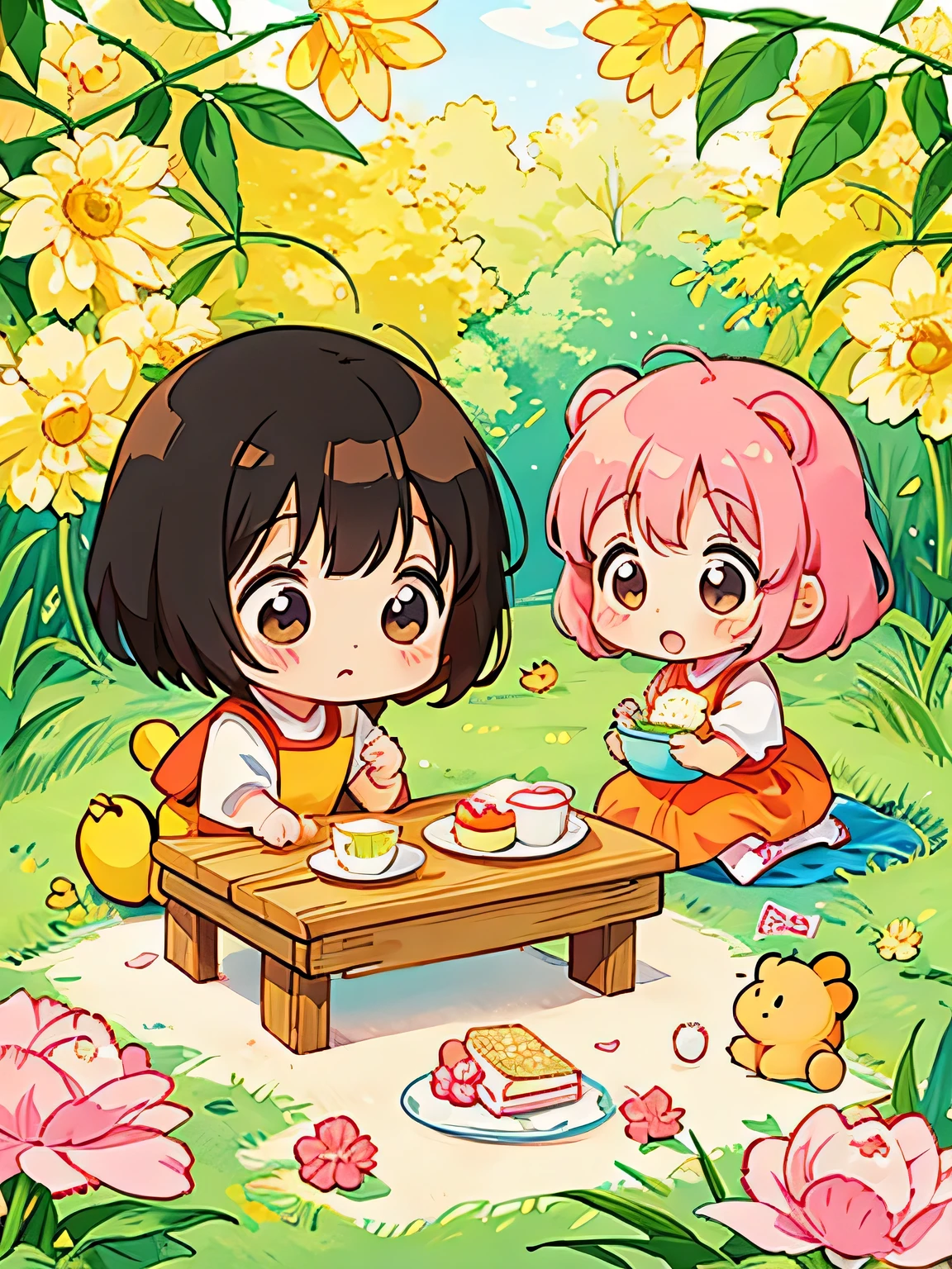 Momoko Sakura Style, Kawaii Design, Chibi Maruko-chan、Chibi, Pooh、picnic