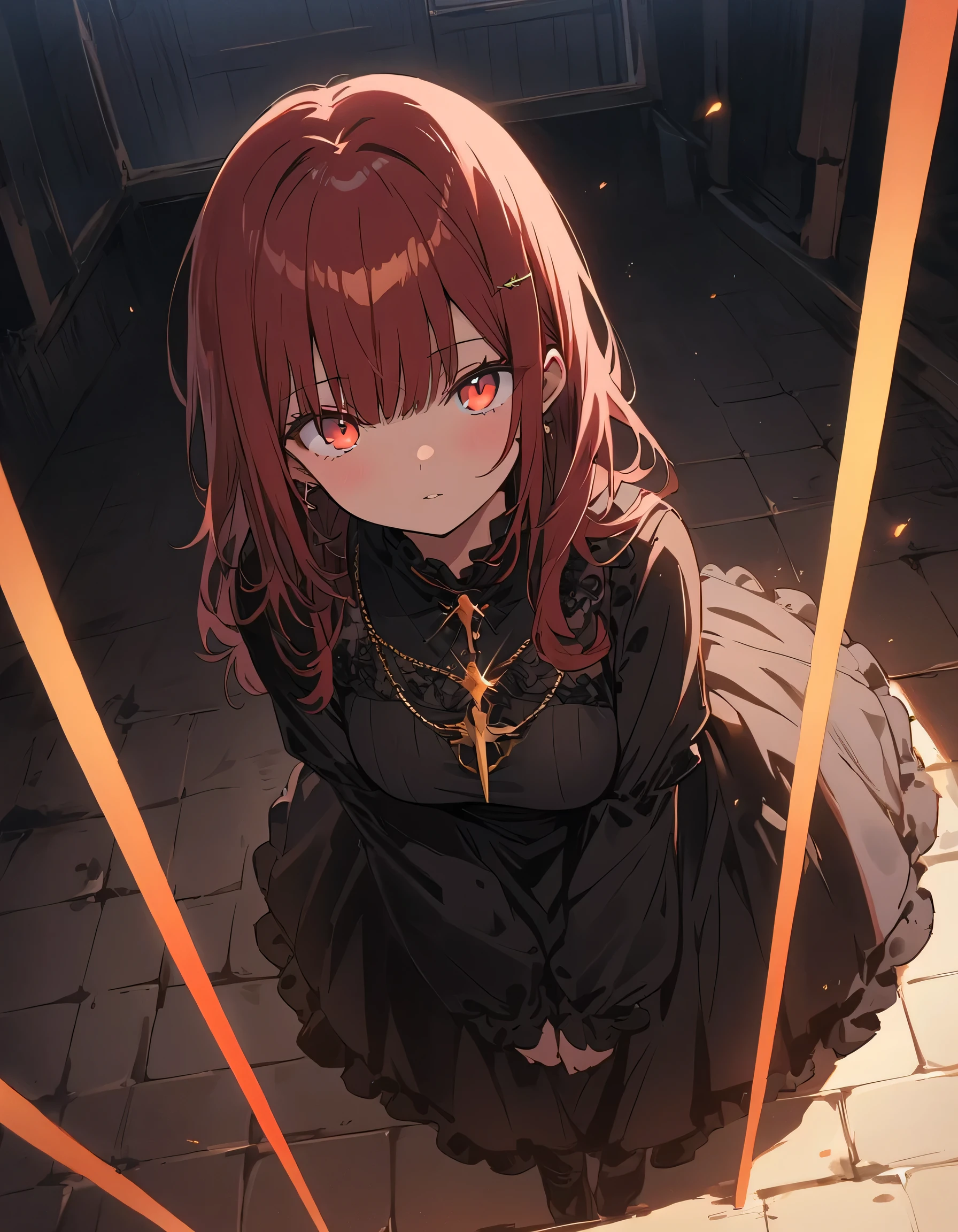 (highest quality、masterpiece、High resolution、detailed)、anime style、Flat Style、(Shining Eyes、Beautiful Face), 1 girl、masterpiece, highest quality, anime, Highly detailed face, Very detailed eyes, Highly detailed background, Perfect lighting, One girl, alone, whole body, (Lie face down on the floor with a sniper rifle aimed at you), Latex Legwear, Cool black outfit, Redhead, Amulets、Outdoor、(Rooftop)、(sniper rifle:1.4、Sniper at a distance:1.2) 、(highest quality、masterpiece、High resolution、detailed)、anime style、Flat Style、(Shining Eyes、Beautiful Face), BREAK,1 girl、extremely detailed(The Shining), Best lighting, Best Shadow、High saturation、Dynamic Angle、anime