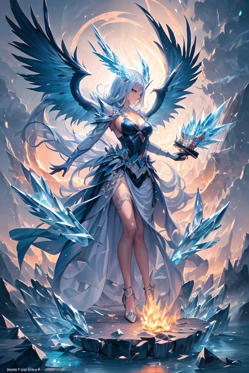 ((best quality)), ((masterpiece)), (detailed), a phoenix but instead of fire there is only ice