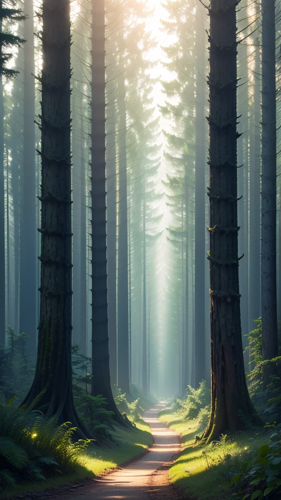 Create a single hyper realistic photo contain an outstanding scene of rays of lighting on a forest, 32K high resolution wallpaper,