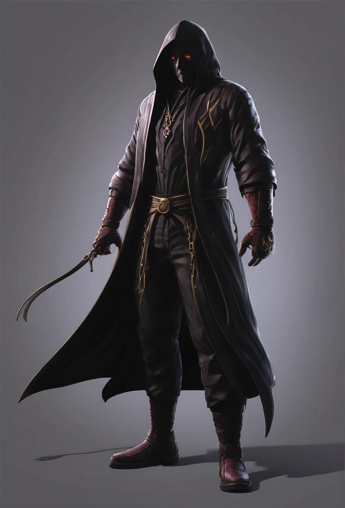 Cultist villain characters, wearing dark robe, epic fantasy character art, full body