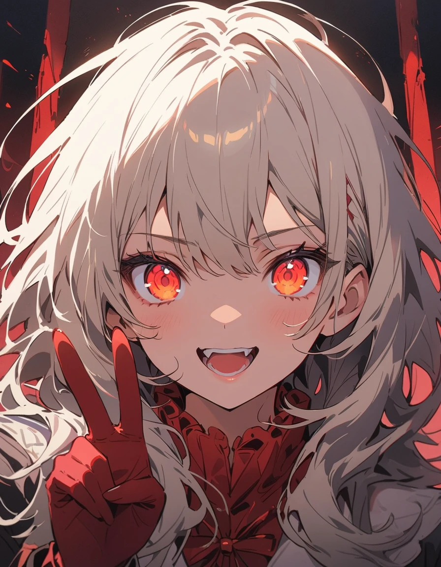 (highest quality、masterpiece、High resolution、detailed)、Anime Style、Flat Style、(Shining Eyes、detailed美しい顔), BREAK,1 girl、extremely detailed、floating, (High saturation),(The Shining), Best lighting, Best Shadow、Peck finger, ((masterpiece)), highest quality, One girl, eye shadow, Upper Body, Portraiture,