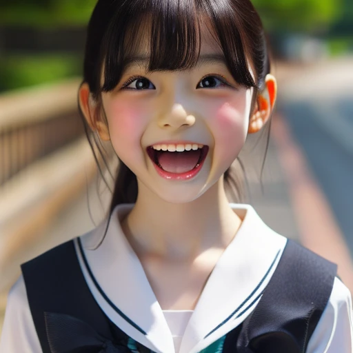 Japanese,,,Summer clothes,Sailor suit,Upper Body,Turn to the side,Look up,Please open your mouth wide,Please stick your tongue out to your chin,cute,