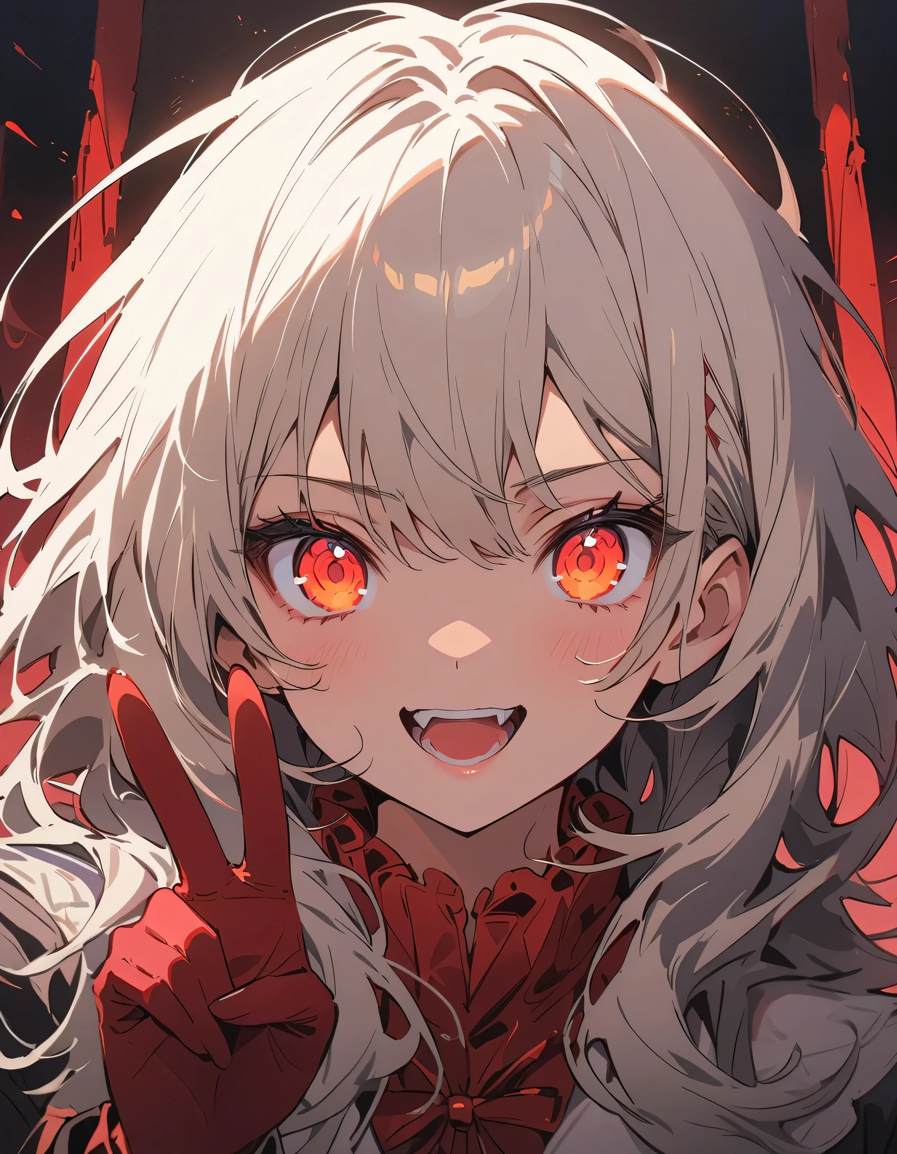(highest quality、masterpiece、High resolution、detailed)、Anime Style、Flat Style、(Shining Eyes、Beautiful Face), BREAK,1 girl、extremely detailed、floating, (High saturation),(The Shining), Best lighting, Best Shadow、Peck finger, ((masterpiece)), highest quality, One girl, eye shadow, Upper Body, Portraiture,