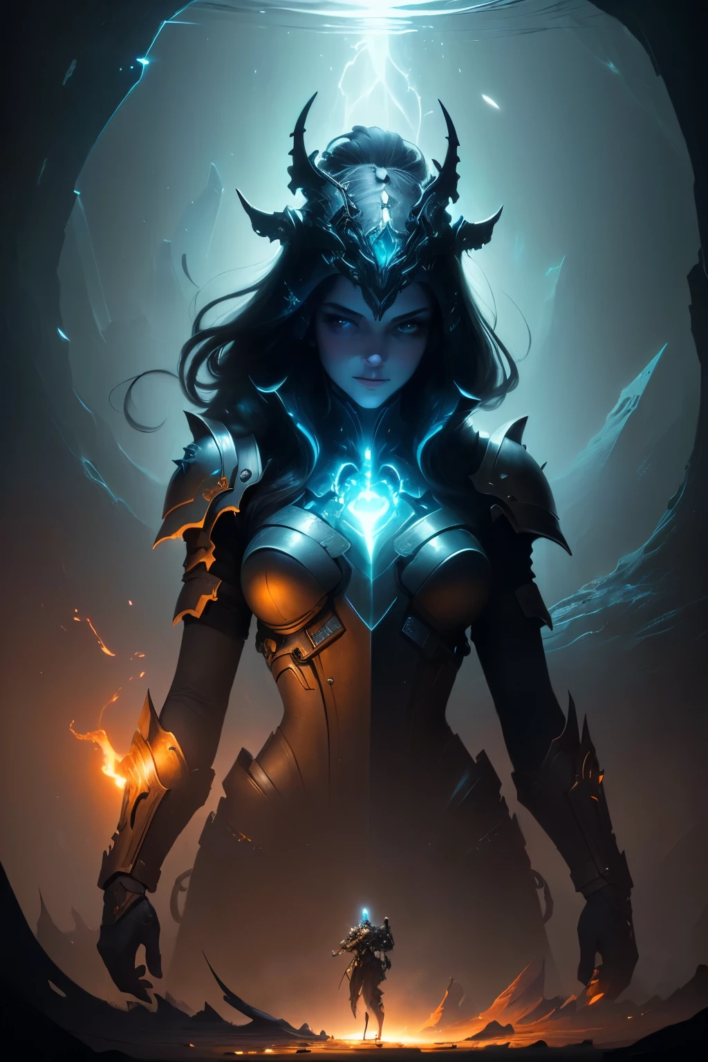 masterpiece, best quality, (extremely detailed CG unity 8k wallpaper), (best quality), (best illustration), (best shadow), absurdres, realistic lighting, (Abyss), beautiful detailed glow, art by PeterMohrBacher,