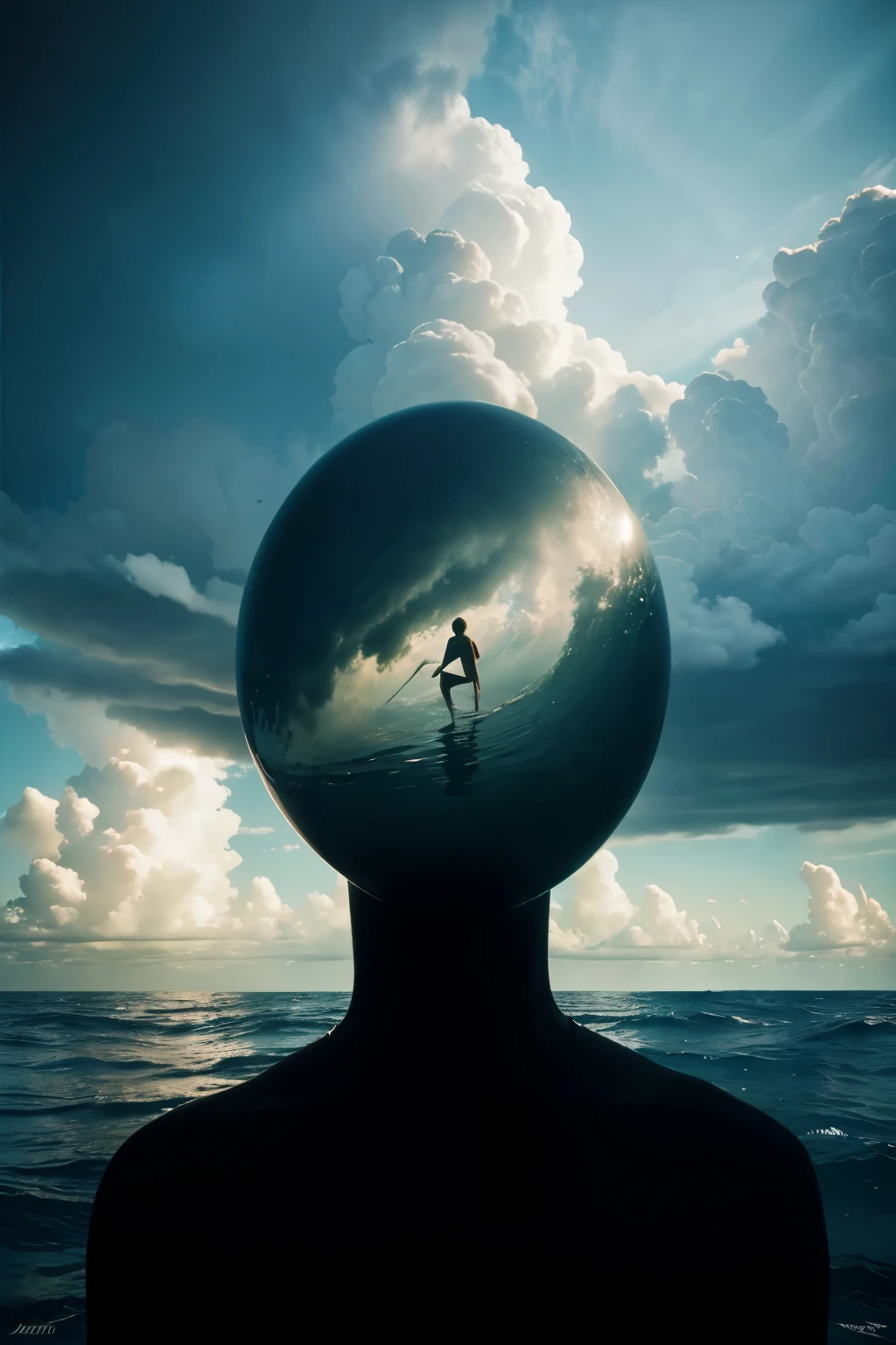 album cover for ‘The eye is drowning ’. Storm Thorgerson inspired visuals. realistic 5:4 Frame 