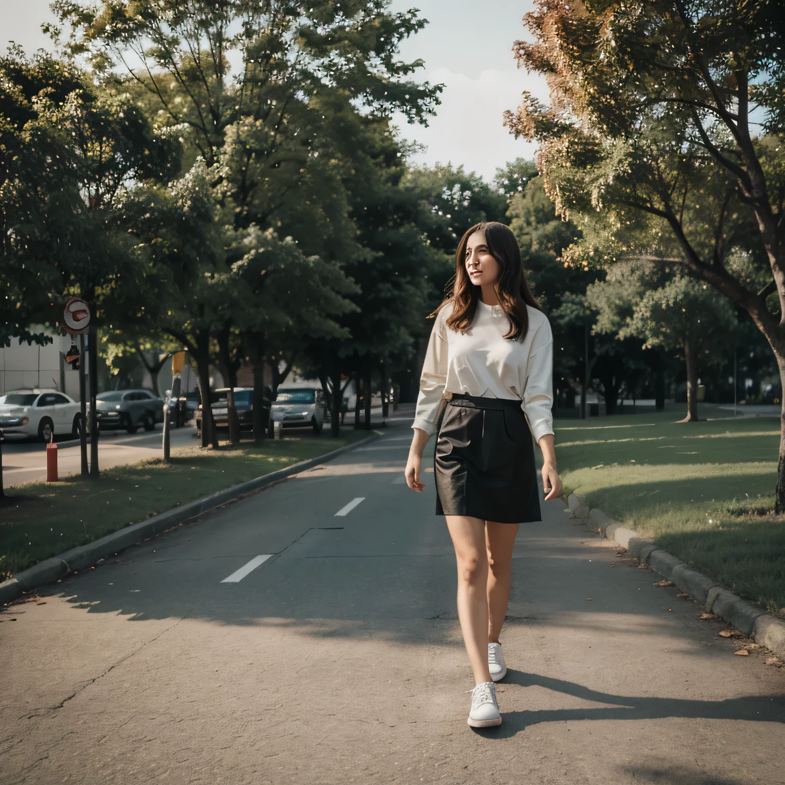Girl walk topark 