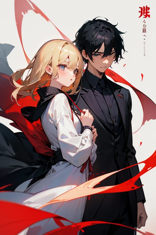 beautiful girl and beautiful girl、A red thread on your pinky finger、Tied、work、cover、「Akaite」No character、telop、beautiful girl and beautiful girl、Two men behind、A surly looking black-haired boy and a panicked blonde-haired boy