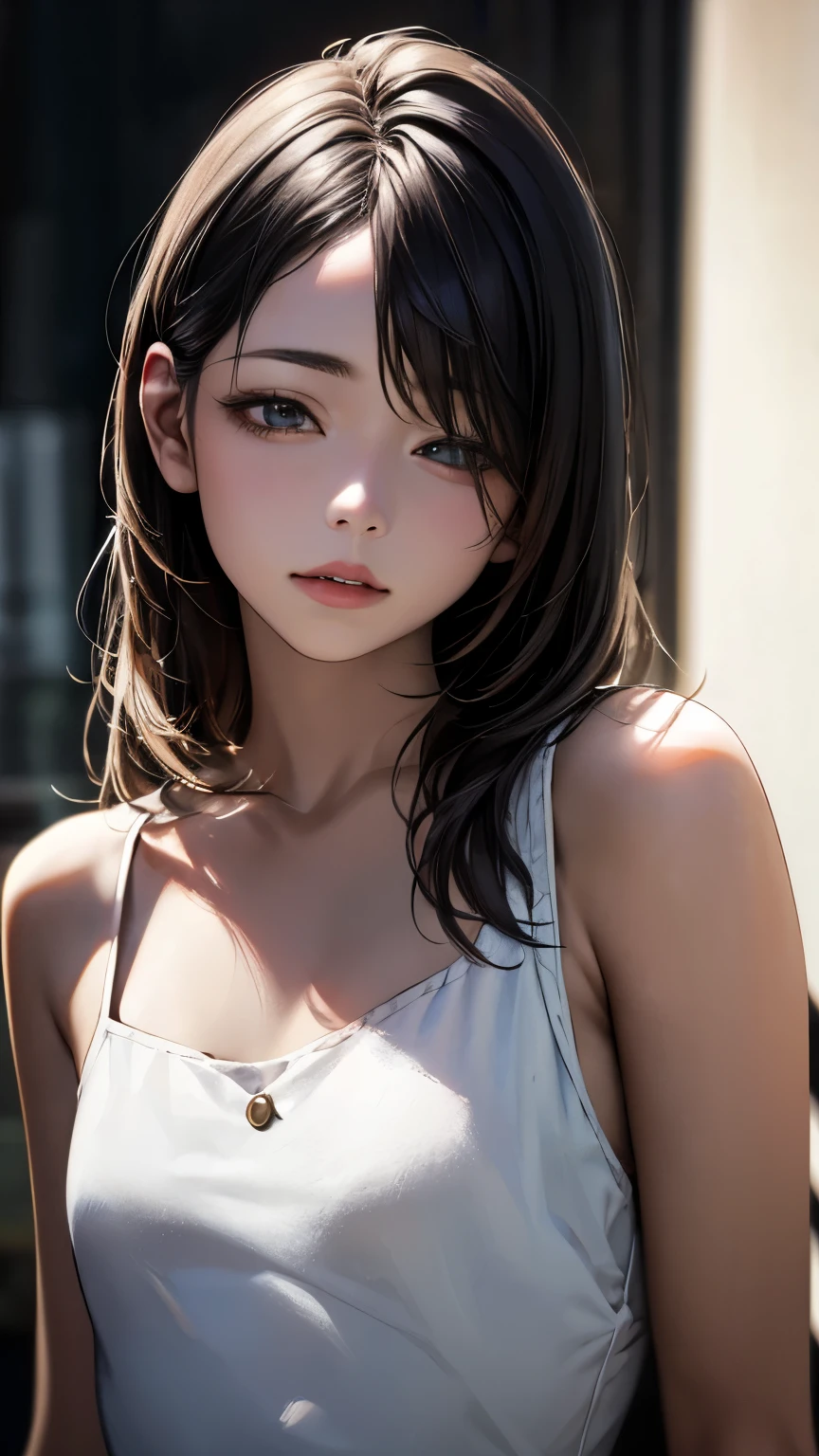 (hig彼st quality、8k、32k、masterpiece)、(Realistic)、(Realistic:1.2)、(High resolution)、Very detailed、Very beautiful face and eyes、1 girl、Delicate body、(hig彼st quality、Attention to detail、Rich skin detail)、(hig彼st quality、8k、Oil paint:1.2)、Very detailed、(Realistic、Realistic:1.37)、Bright colors、Full Body Shot、((Small eyes))