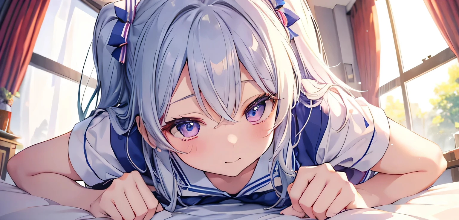 (Best Quality:1.3)、1girl asia、a miniskirt、Cinderella、Cute anime illustration、,wearing cheerleading uniform,spreading her legs,showing detailed panties,race panties,focus panties,front view,dynamic angle,pov,cowgirl position,sexual position,having sex,in hotel,lying down on the bed and spreading her legs