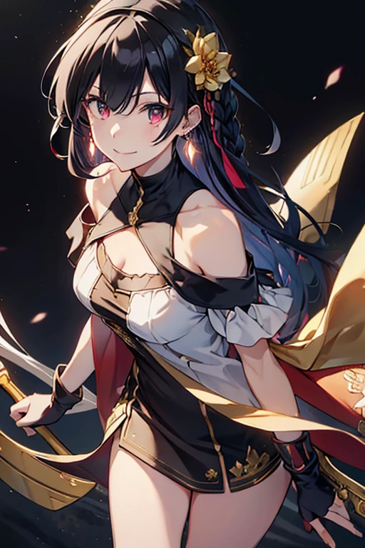 (highest quality),  Detailed Background, Oriental nobility,Warrior Girl,Martial Arts,has a halberd,They are, Monster Army