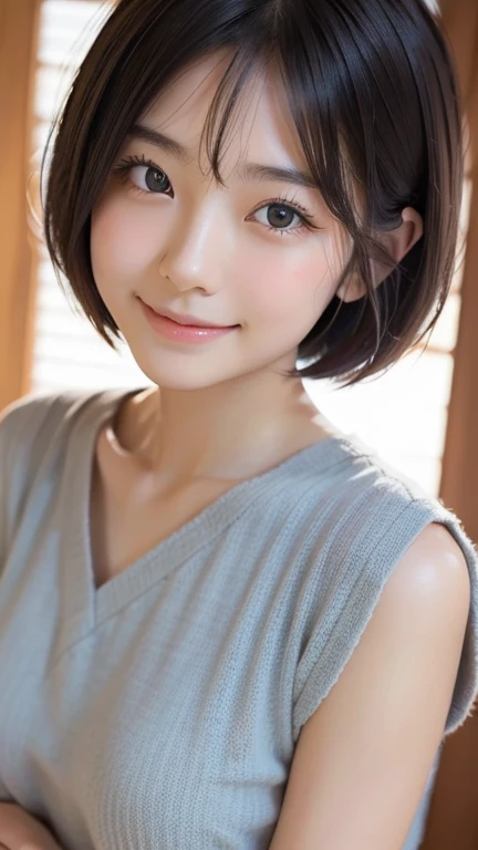 ( best quality:1.5), 1girl, solo,short hair, round face, Japanese,