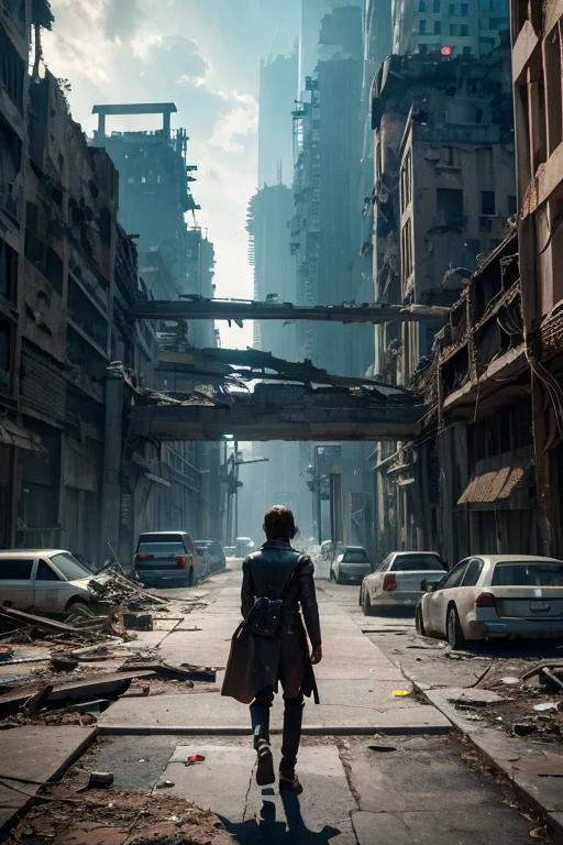 highest quality、A ruined futuristic city、dim、Surrealism