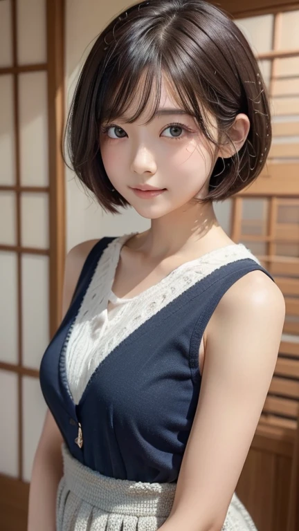 ( best quality:1.5), 1girl, solo,short hair, round face, Japanese,