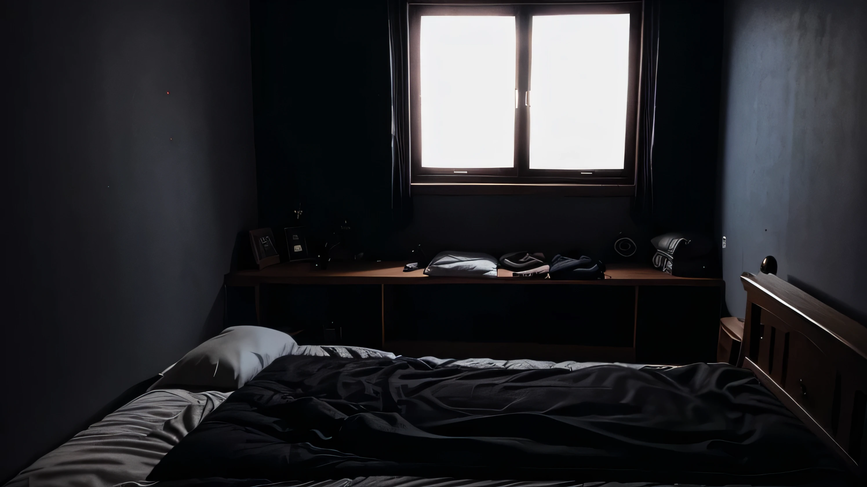 Persian bedroom with a single bed with a dark and scary scene
