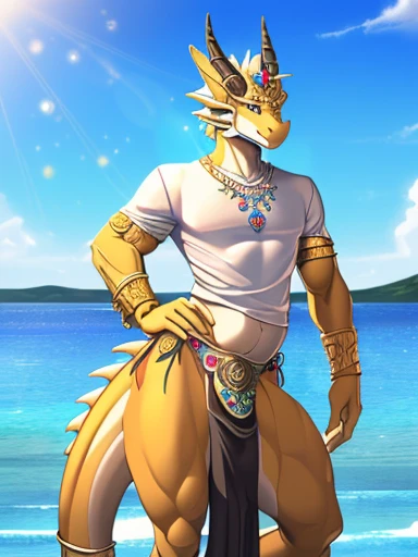 hi res,(((dragon))), ((( ))), anthro, , , ((((long loincloth)))), ((((lingerie bikini, s\ex\y bikini, side-tie panties, tiny black thong)))), (((( male, muscular male, anthro, slim, skinny, )))), male, , anthro, , slim, Skinny, tail, adults, mature, (((male))), (((((((((solo))))))))) outside, plant, standing, sea, tree, (water), detailed background,by littleblackalas cold atmosphere, open smile, soft blush, , ((((((((((wearing white tshirts)))))))))), ((((((muscular thighs, thick thighs, thick calves, wide hips, wide pelvis, curvy figure, v\olup\tuous figure, both feet are close together, \hourglass \figure, f\emb\oy body, female body, )))))), (((((golden accessory, loincloth accessory, loincloth jewelry, jewels and ornaments for loincloth, s\ex\y loincloth, belly dancer outfit, long pelvic curtain, narrow loincloth)))))