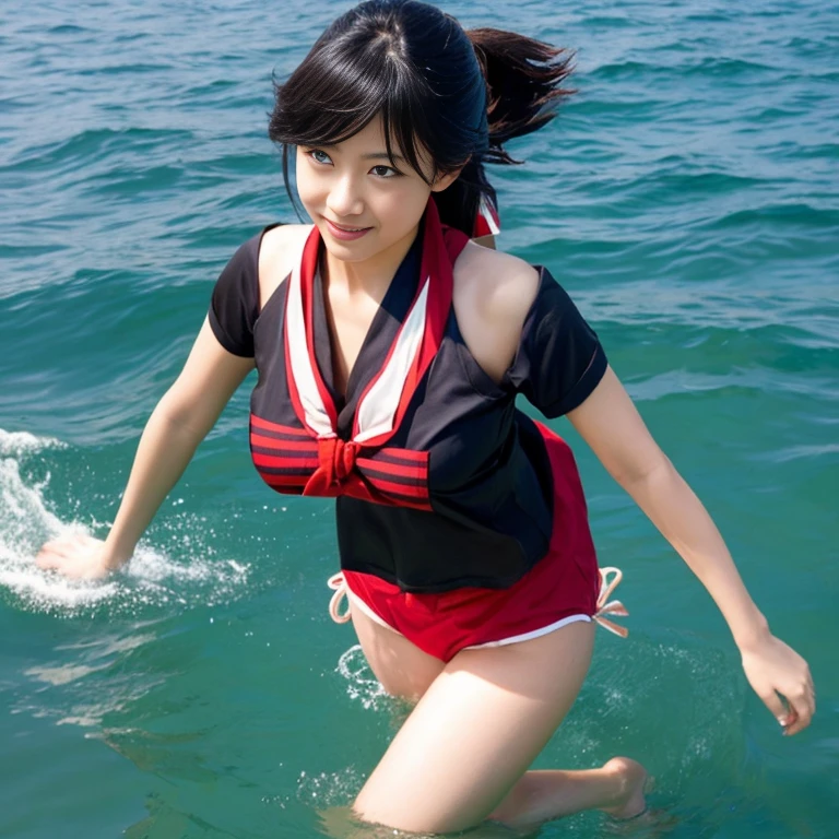 Beautiful girl remote control sailing competition