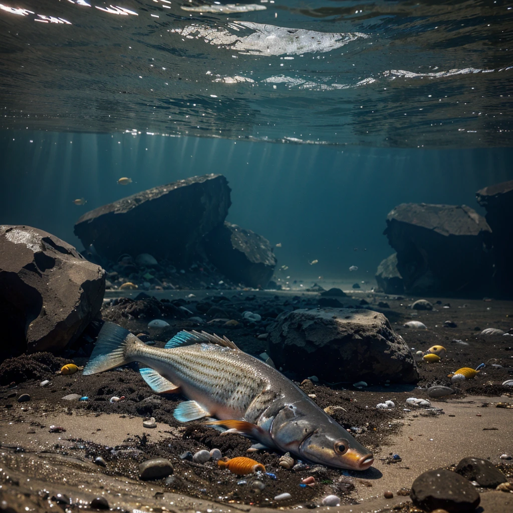 Fish dying from pollution in the dirtiest sea possible 