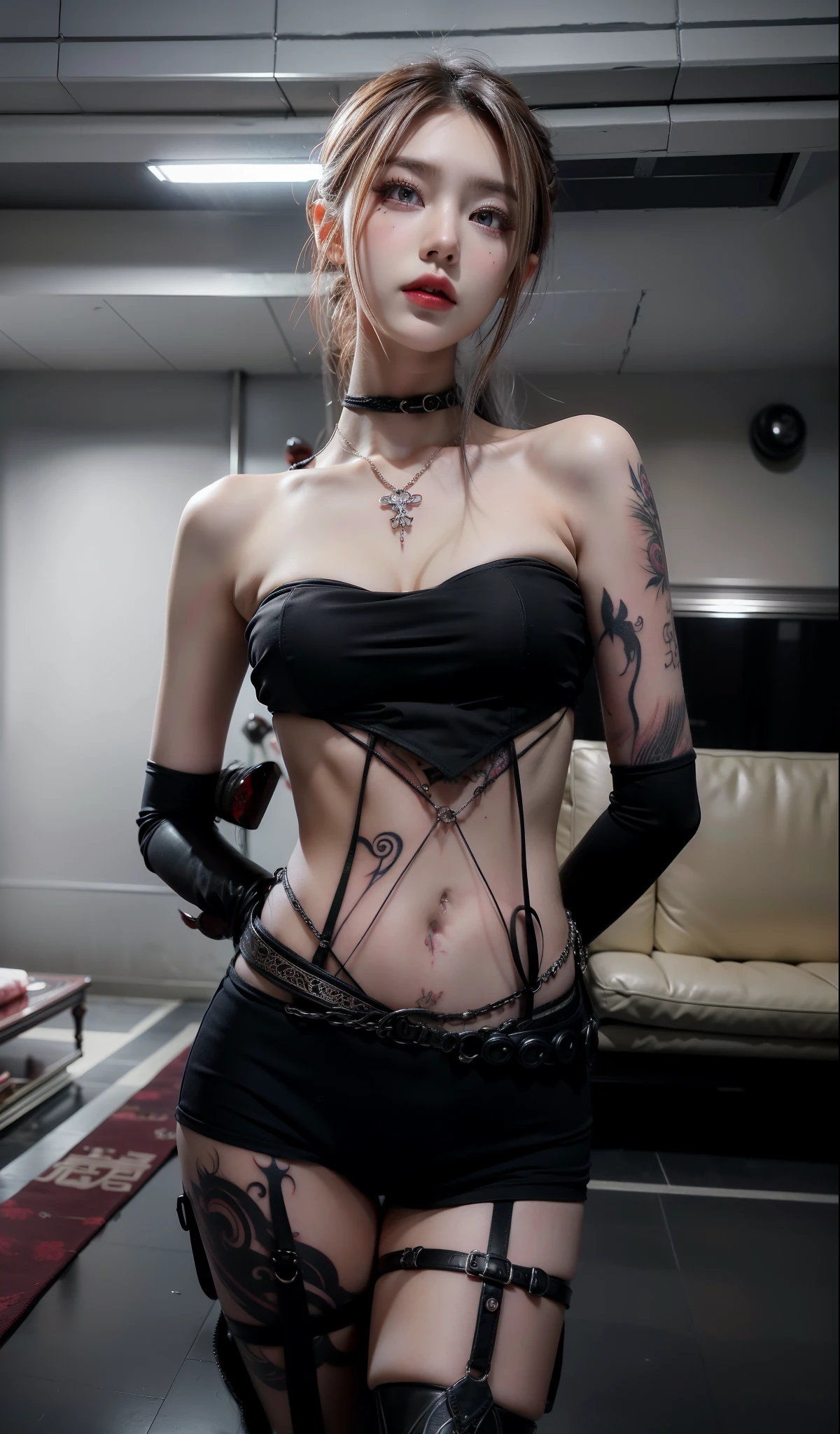 Detailed image quality,Pandora the Witch,wing, Succubus Theme,堕落Angel,Excellent,scary,Secret Terror,Tentacles,With eyes,Uncanny Valley Effect,Blood Moon,skeleton,vampire,Hellfire,Dark Queen,Angel,magician magic witch,Angel,Eyes are blue(Pupils as deep as the starry sky),Gorgeous tattoo designs all over the body,tattoo queen,Gorgeous clothes(Rich in details),8K Ultra HD photos,哥特式vampire女王,Tattoos,Chinese characters tattoo on chest(Written in Chinese:hell)